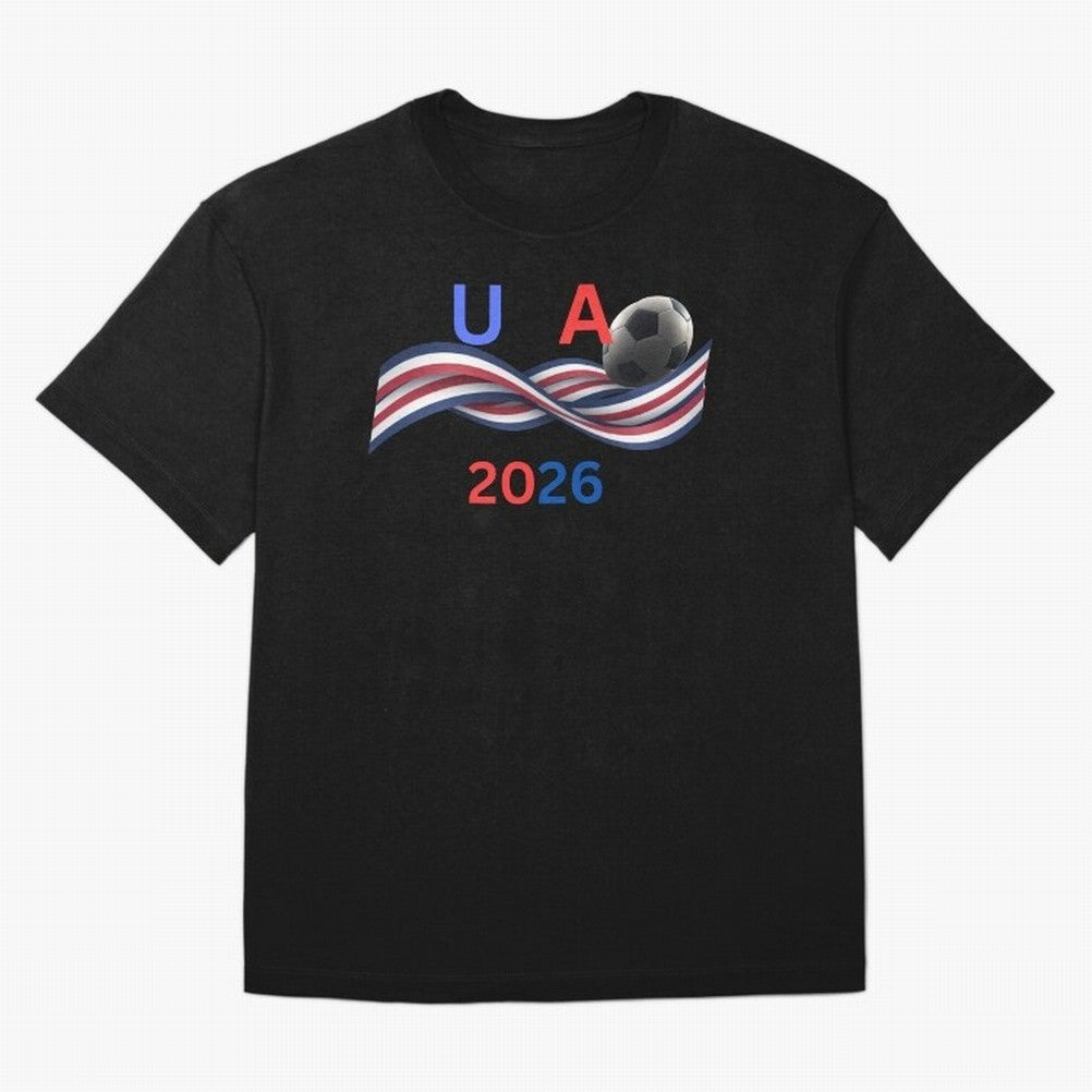 USA 2026 Soccer Ball With Waving Flag - United States Football Team Support? Classic T-Shirt Turn Every Weekend Toward Match Day Hype around FIFA World Cup 2026 Group Stage, Cristiano Ronaldo, Haaland and CR7, Brazil, Portugal and Argentina,