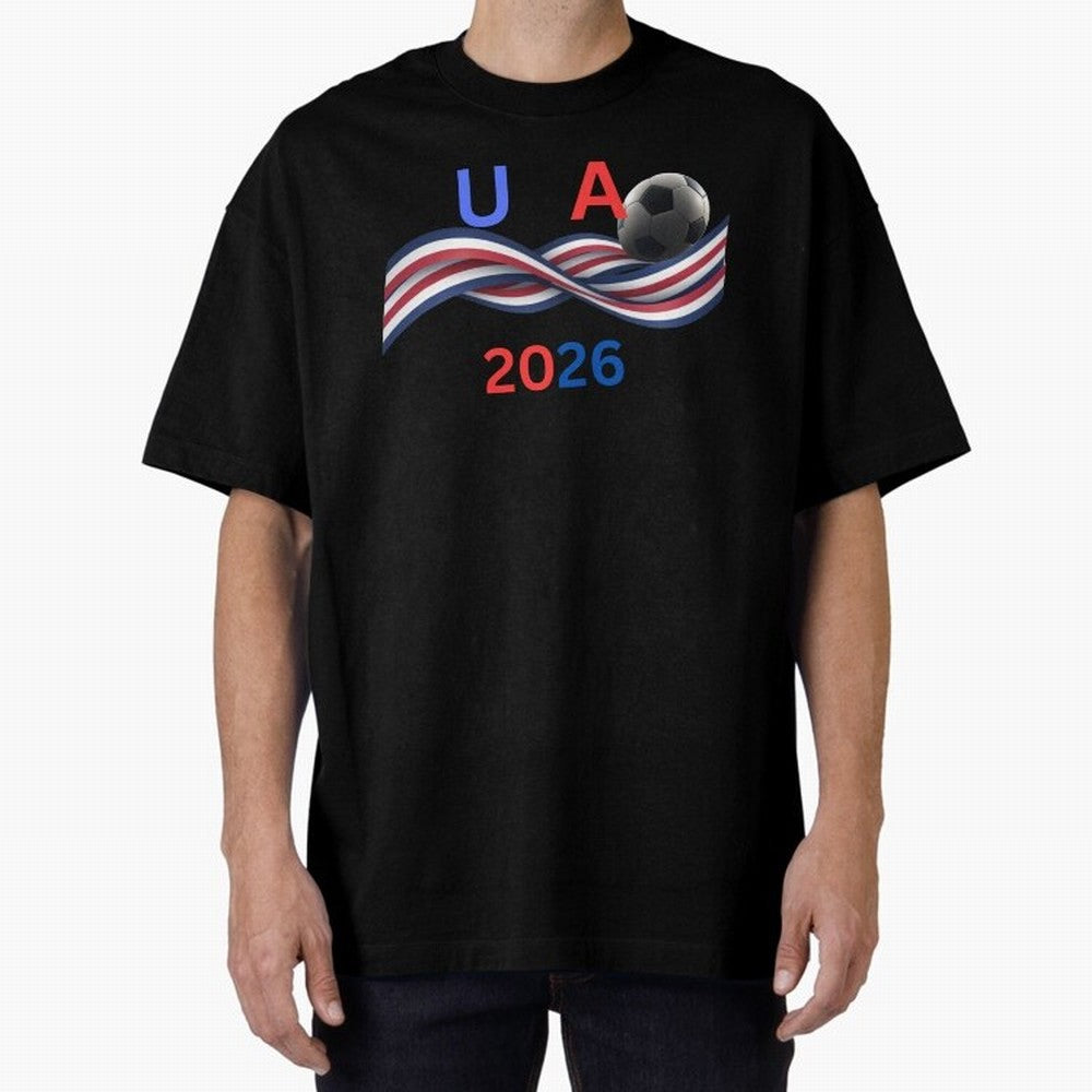 USA 2026 Soccer Ball With Waving Flag - United States Football Team Support? Classic T-Shirt Turn Every Weekend Toward Match Day Hype around FIFA World Cup 2026 Group Stage, Cristiano Ronaldo, Haaland and CR7, Brazil, Portugal and Argentina,