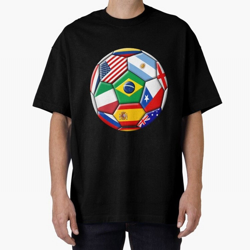 Soccer with various flags Classic T-Shirt Carry the Colors and Pride of Global Football Passion for FIFA World Cup 2026, Highlighting Neymar, Haaland and Cristiano Ronaldo, England, Football Passion, Legendary Performances, Festival Vibes and