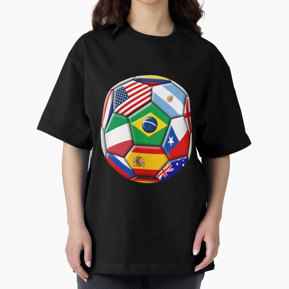 Soccer with various flags Classic T-Shirt Carry the Colors and Pride of Global Football Passion for FIFA World Cup 2026, Highlighting Neymar, Haaland and Cristiano Ronaldo, England, Football Passion, Legendary Performances, Festival Vibes and