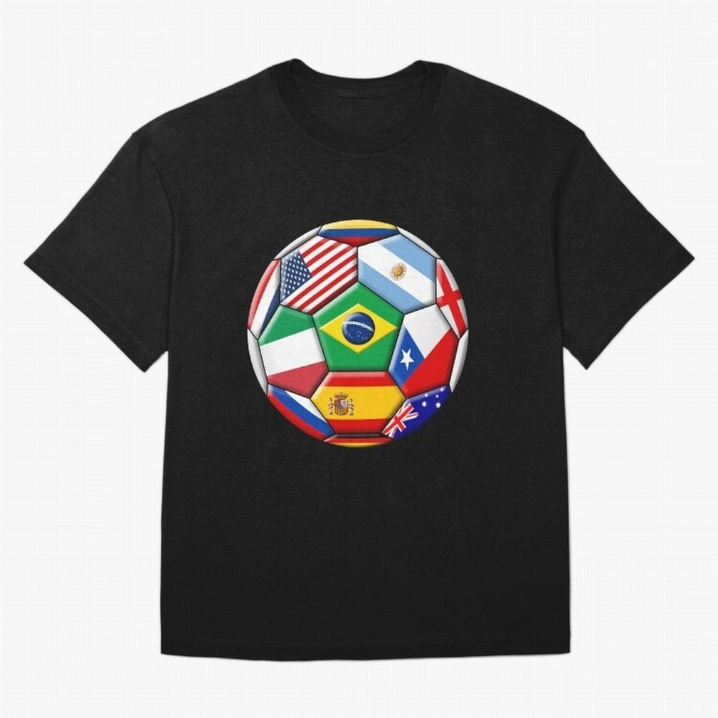 Soccer with various flags Classic T-Shirt Carry the Colors and Pride of Global Football Passion for FIFA World Cup 2026, Highlighting Neymar, Haaland and Cristiano Ronaldo, England, Football Passion, Legendary Performances, Festival Vibes and