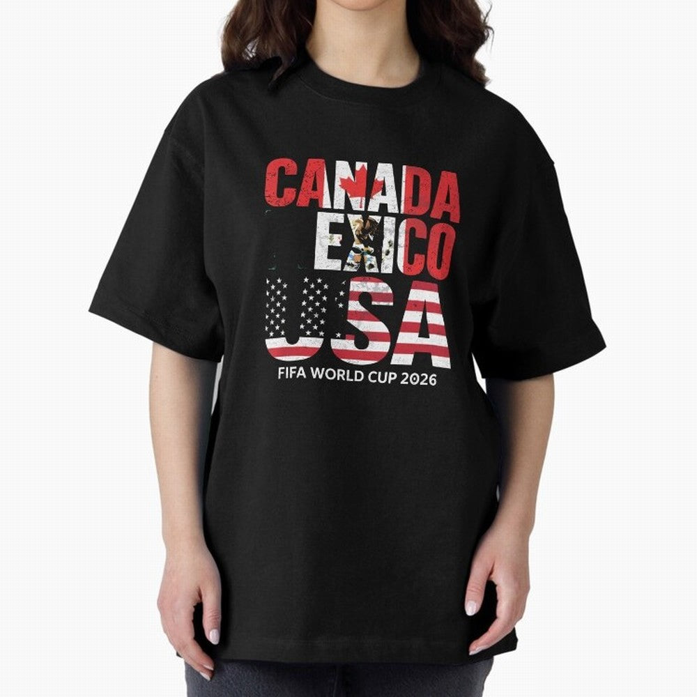 United 2026 World Cup - Canada, Mexico, USA Flags T-Shirt_83138002 Classic T-Shirt Cheer through Every Moment of FIFA World Cup 2026 USA Canada Mexico for Fans of Messi, Neymar and Mbappe and Argentina, France and Brazil, Bringing Game Day Rituals,
