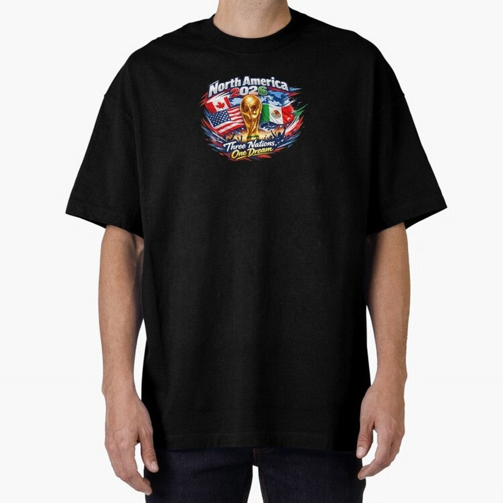 2026 Football Fan Design - North America - Three Nations One Dream Classic T-Shirt Celebrate Fan Culture around Match Day Hype around FIFA World Cup 2026 Group Stage, Messi, Neymar and Mbappe, Spain, Worldwide Fan Energy, Dramatic Goals, Stadium