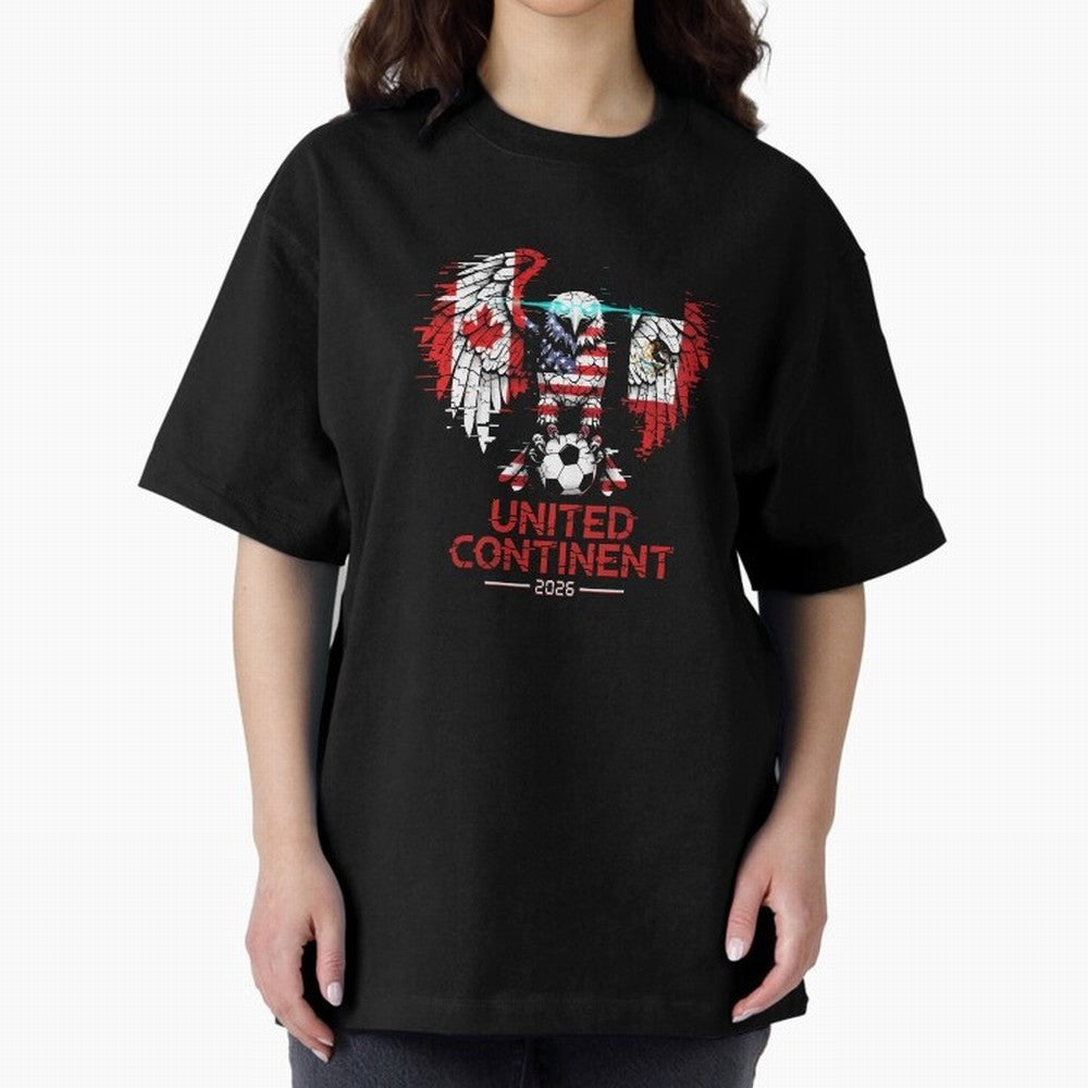Glitched North America Eagle World Cup Soccer 2026 T-Shirt_83958408 Classic T-Shirt Enjoy Global Football Passion for FIFA World Cup 2026 USA Canada Mexico, with Haaland, Brazil, Portugal and Argentina, Stadium Memories, Football Loyalty,