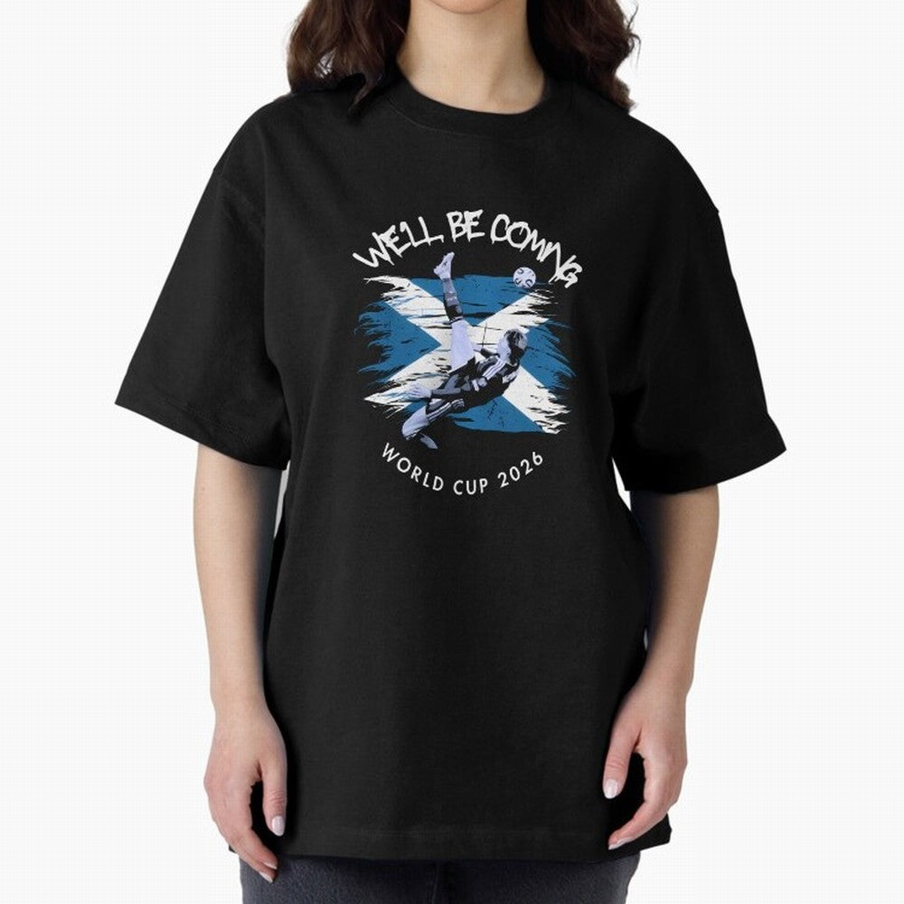 We'll be coming 2026 - Tartan Army Returns T-Shirt_83870751 Classic T-Shirt Carry National Pride through Global Football Passion for FIFA World Cup 2026, Centered on Messi, CR7 and Mbappe, Germany, Retro Football Energy, Iconic Rivalries, Trophy