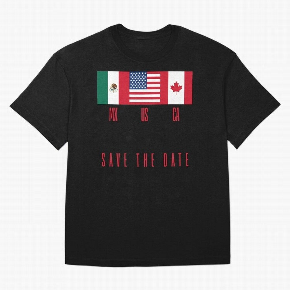 2026 World Cup Opening & Final ¨C Azteca Stadium Mexico & MetLife Stadium USA ¨C Football Design with Mexican, Canadian & US Flags Classic T-Shirt Follow Every Goal of Match Day Hype around FIFA World Cup 2026, CR7 and Messi, Argentina, Supporter