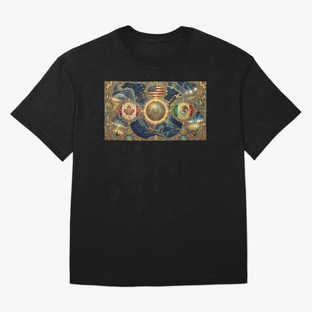 World Cup 2026 Hosts Illustrated Classic T-Shirt Live for the Drama of Global Football Passion for FIFA World Cup 2026 USA Canada Mexico, Inspired by Haaland and Mbappe, Spain, Football Passion, Legendary Performances, Festival Vibes and Supporter