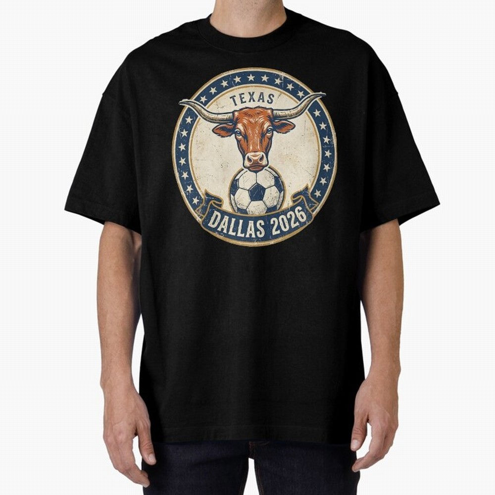 Dallas Texas 2026 World Cup Host City Vintage Football Badge Classic T-Shirt Show Up for the Glory of FIFA World Cup 2026 USA Canada Mexico Spirit, Connected to Germany, Messi, CR7 and Mbappe, Sports Nostalgia, International Competition, Famous