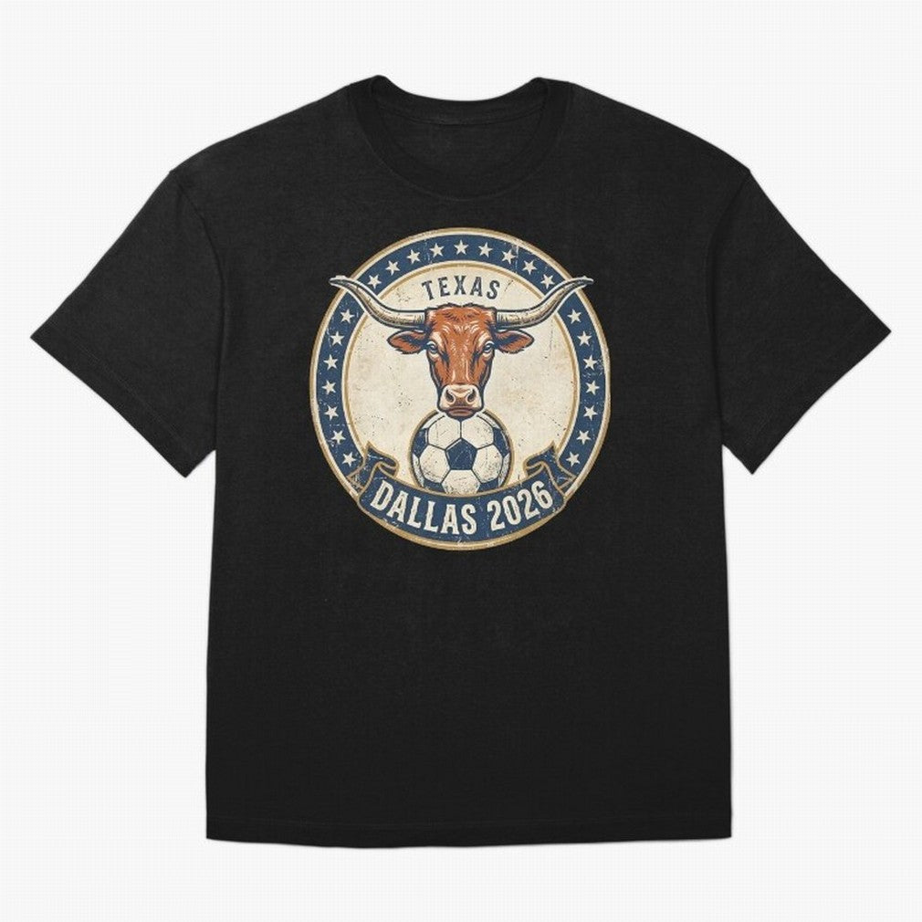 Dallas Texas 2026 World Cup Host City Vintage Football Badge Classic T-Shirt Show Up for the Glory of FIFA World Cup 2026 USA Canada Mexico Spirit, Connected to Germany, Messi, CR7 and Mbappe, Sports Nostalgia, International Competition, Famous