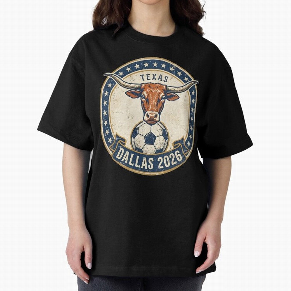 Dallas Texas 2026 World Cup Host City Vintage Football Badge Classic T-Shirt Show Up for the Glory of FIFA World Cup 2026 USA Canada Mexico Spirit, Connected to Germany, Messi, CR7 and Mbappe, Sports Nostalgia, International Competition, Famous