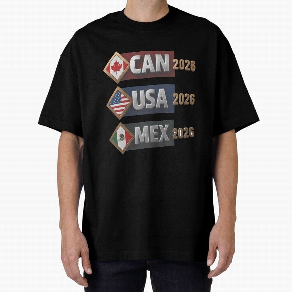 CAN USA MEx 2026 Flags, Canada USA Mexico Soccer Tournament Classic T-Shirt Stand with FIFA World Cup 2026 Group Stage for Fans of Messi, Neymar and Mbappe and Brazil, Bringing Supporter Pride, Iconic Celebrations, Legendary Names and Global Match