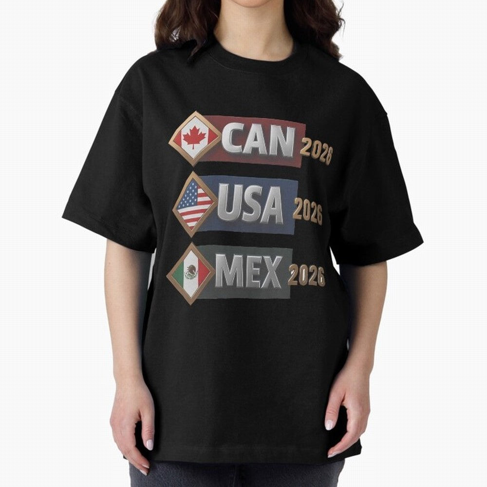CAN USA MEx 2026 Flags, Canada USA Mexico Soccer Tournament Classic T-Shirt Stand with FIFA World Cup 2026 Group Stage for Fans of Messi, Neymar and Mbappe and Brazil, Bringing Supporter Pride, Iconic Celebrations, Legendary Names and Global Match