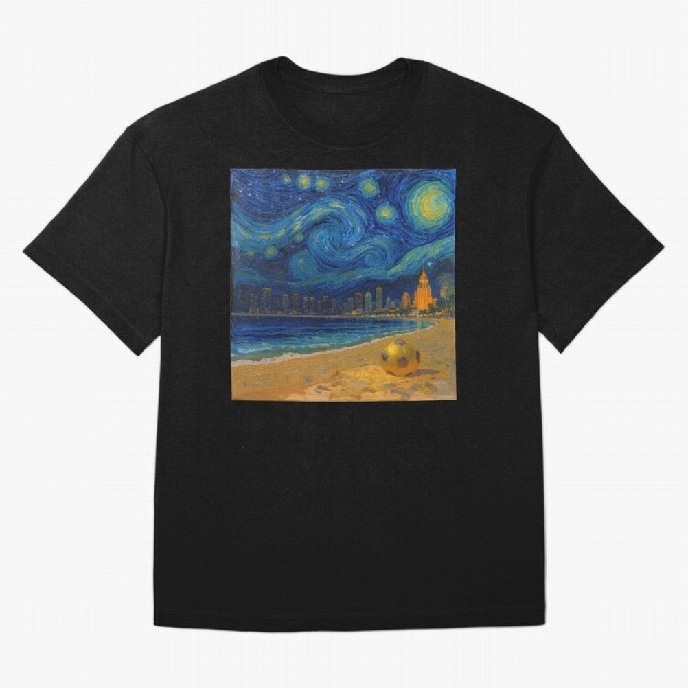Golden Miami Starry Night Beach Soccer Fine Art Print Impasto Oil Painting Classic T-Shirt Discover FIFA World Cup 2026 Group Stage Spirit, Highlighting Germany, Cristiano Ronaldo, Match Day Excitement, Supporter Culture, Golden Goals and Global