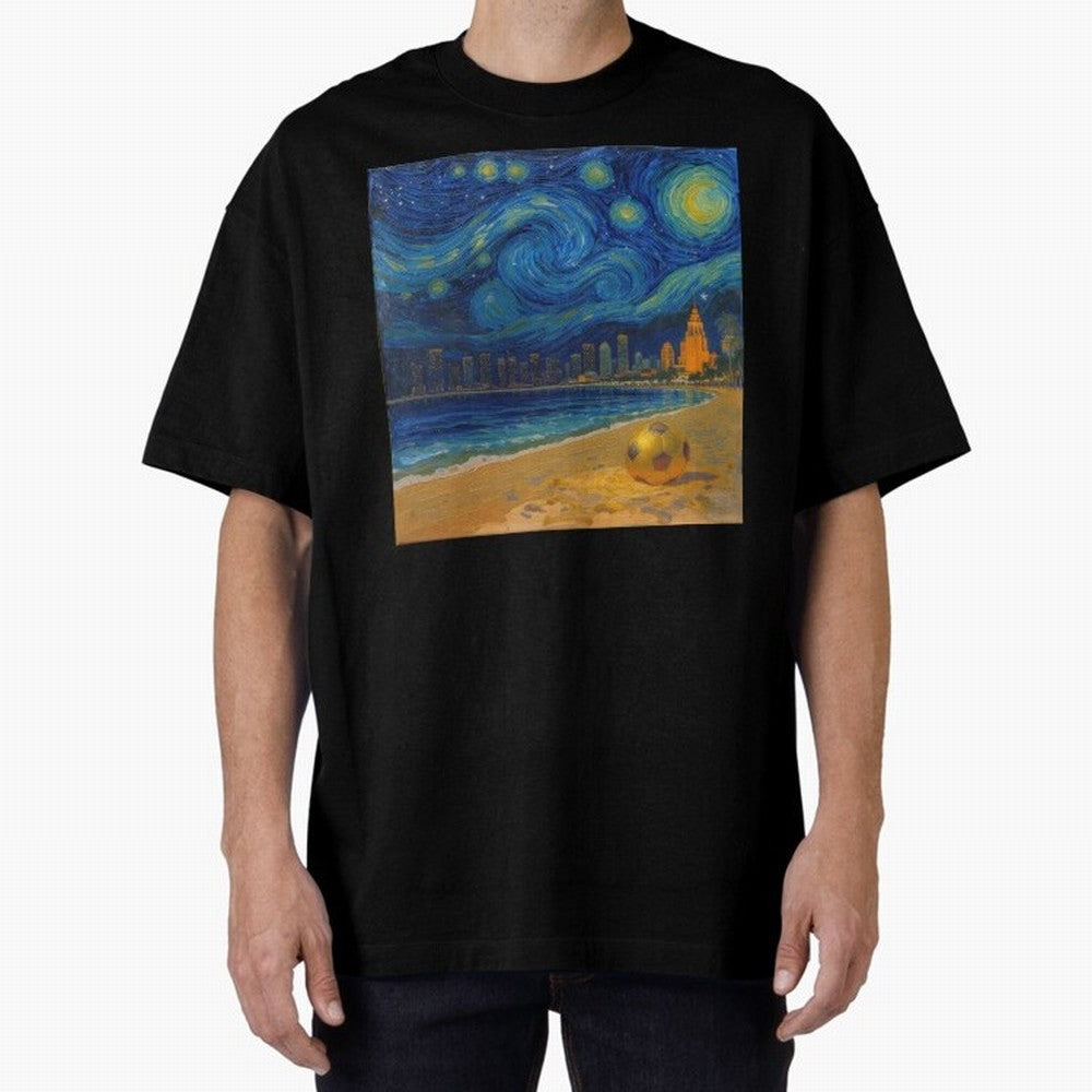 Golden Miami Starry Night Beach Soccer Fine Art Print Impasto Oil Painting Classic T-Shirt Discover FIFA World Cup 2026 Group Stage Spirit, Highlighting Germany, Cristiano Ronaldo, Match Day Excitement, Supporter Culture, Golden Goals and Global