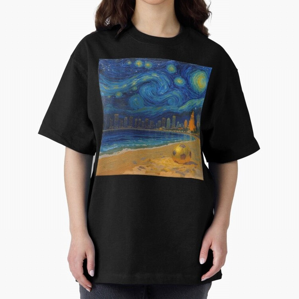 Golden Miami Starry Night Beach Soccer Fine Art Print Impasto Oil Painting Classic T-Shirt Discover FIFA World Cup 2026 Group Stage Spirit, Highlighting Germany, Cristiano Ronaldo, Match Day Excitement, Supporter Culture, Golden Goals and Global