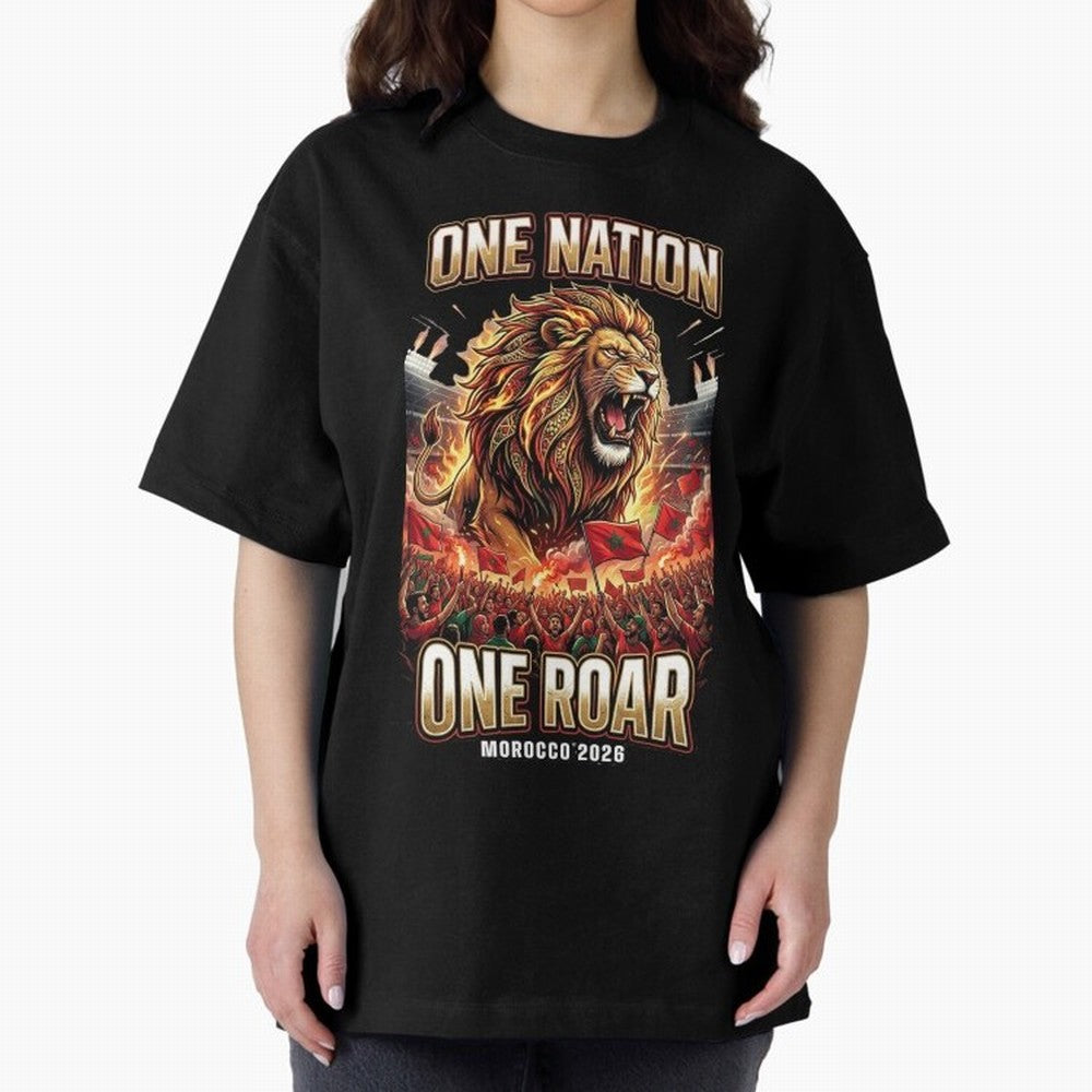 Morocco Football Fan - One Roar One Nation Classic T-Shirt Make Your Look Match FIFA World Cup 2026 USA Canada Mexico for Fans of Mbappe and Neymar and England, Bringing Global Supporter Spirit, Legendary Goals, National Colors and Tournament