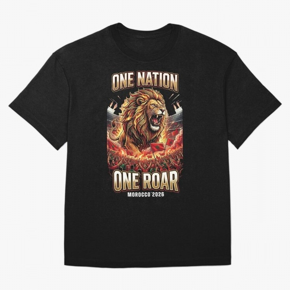 Morocco Football Fan - One Roar One Nation Classic T-Shirt Make Your Look Match FIFA World Cup 2026 USA Canada Mexico for Fans of Mbappe and Neymar and England, Bringing Global Supporter Spirit, Legendary Goals, National Colors and Tournament