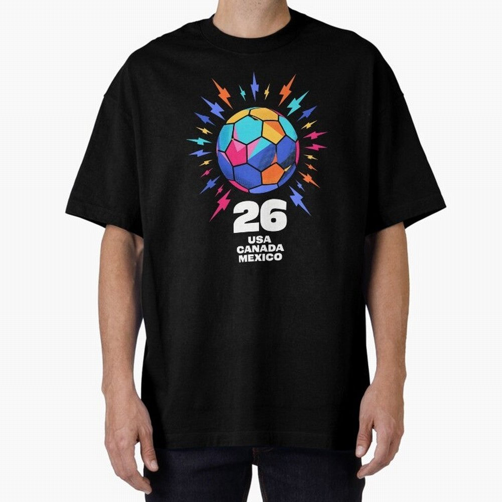 2026 Colorful Soccer Ball USA Canada Mexico 26 Classic T-Shirt Honor Champions and Dreams in FIFA World Cup 2026 Spirit, Connected to Argentina, Messi, Soccer Culture, Superstar Moments, National Team Dreams and Competitive Fire; Built for