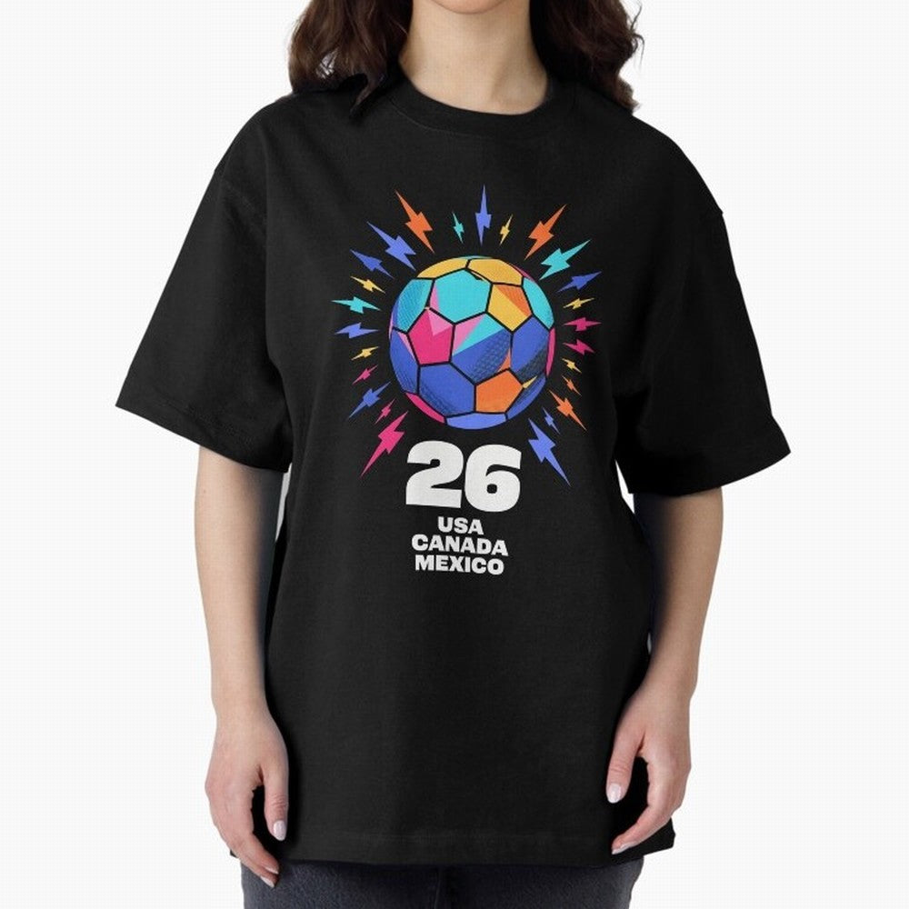 2026 Colorful Soccer Ball USA Canada Mexico 26 Classic T-Shirt Honor Champions and Dreams in FIFA World Cup 2026 Spirit, Connected to Argentina, Messi, Soccer Culture, Superstar Moments, National Team Dreams and Competitive Fire; Built for