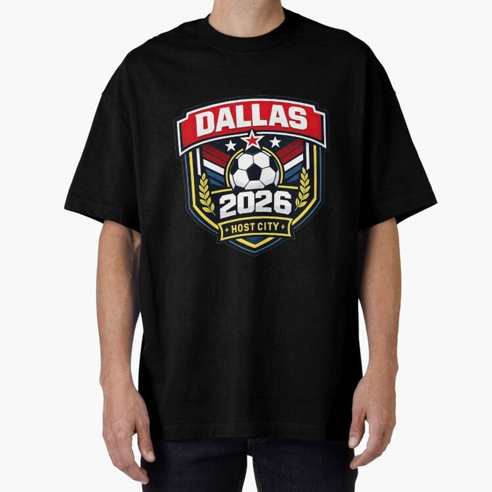 Dallas 2026 Host City Emblem with Laurel Classic T-Shirt Celebrate the Stars of the FIFA World Cup 2026 Group Stage Journey through Haaland Highlights, Argentina and Brazil Pride, Stadium Chants, National Pride, Trophy Dreams and Unforgettable