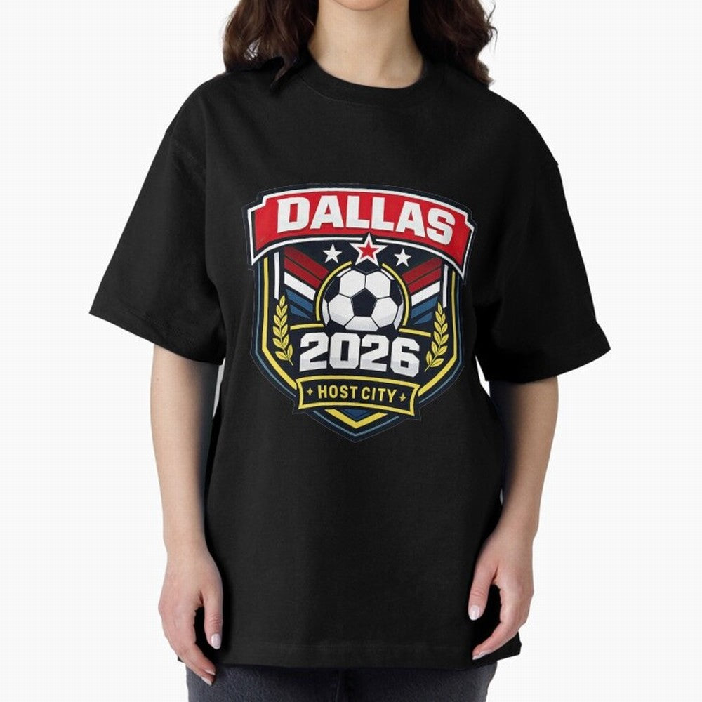 Dallas 2026 Host City Emblem with Laurel Classic T-Shirt Celebrate the Stars of the FIFA World Cup 2026 Group Stage Journey through Haaland Highlights, Argentina and Brazil Pride, Stadium Chants, National Pride, Trophy Dreams and Unforgettable