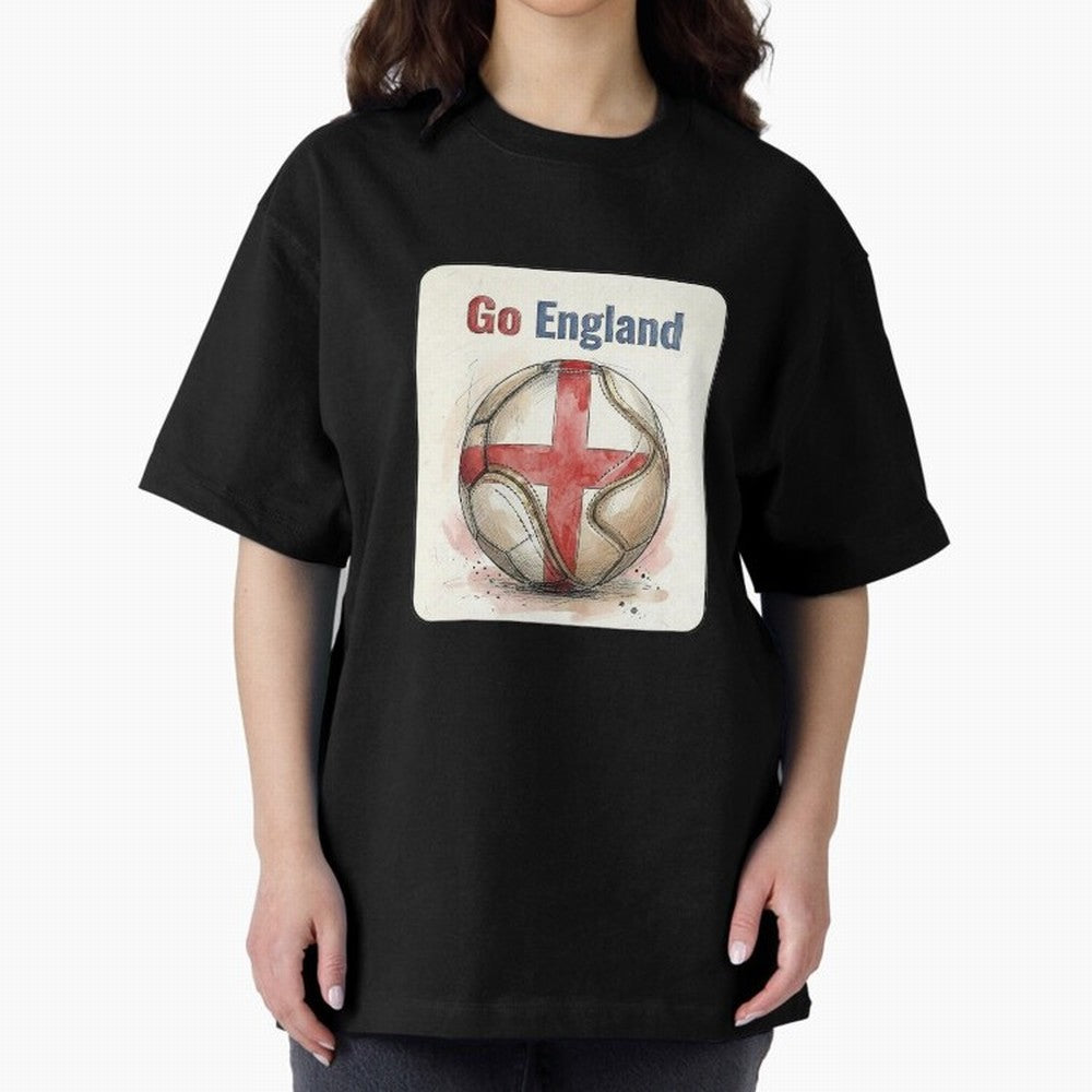 Go England Soccer Ball Flag | English Football Fan Graphic Tee Classic T-Shirt Remember Iconic Moments from Global Football Passion for FIFA World Cup 2026 Group Stage, Centered on CR7 and Messi, France and Portugal, Sports Nostalgia, International