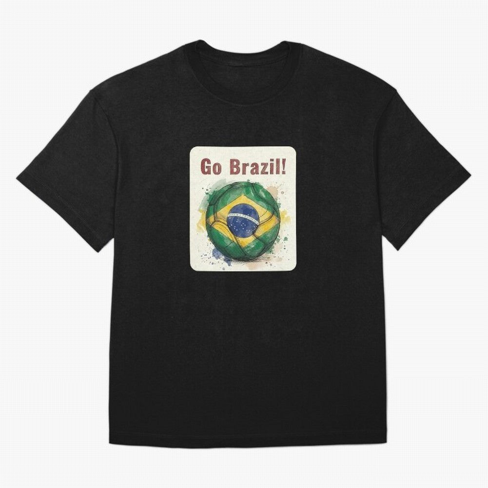 Go Brazil Soccer Ball Flag | Brazilian Football Fan Graphic Tee Classic T-Shirt Feel International Energy from the FIFA World Cup 2026 Group Stage Journey through Cristiano Ronaldo, Haaland and CR7 Highlights, Brazil, Portugal and Argentina Pride,