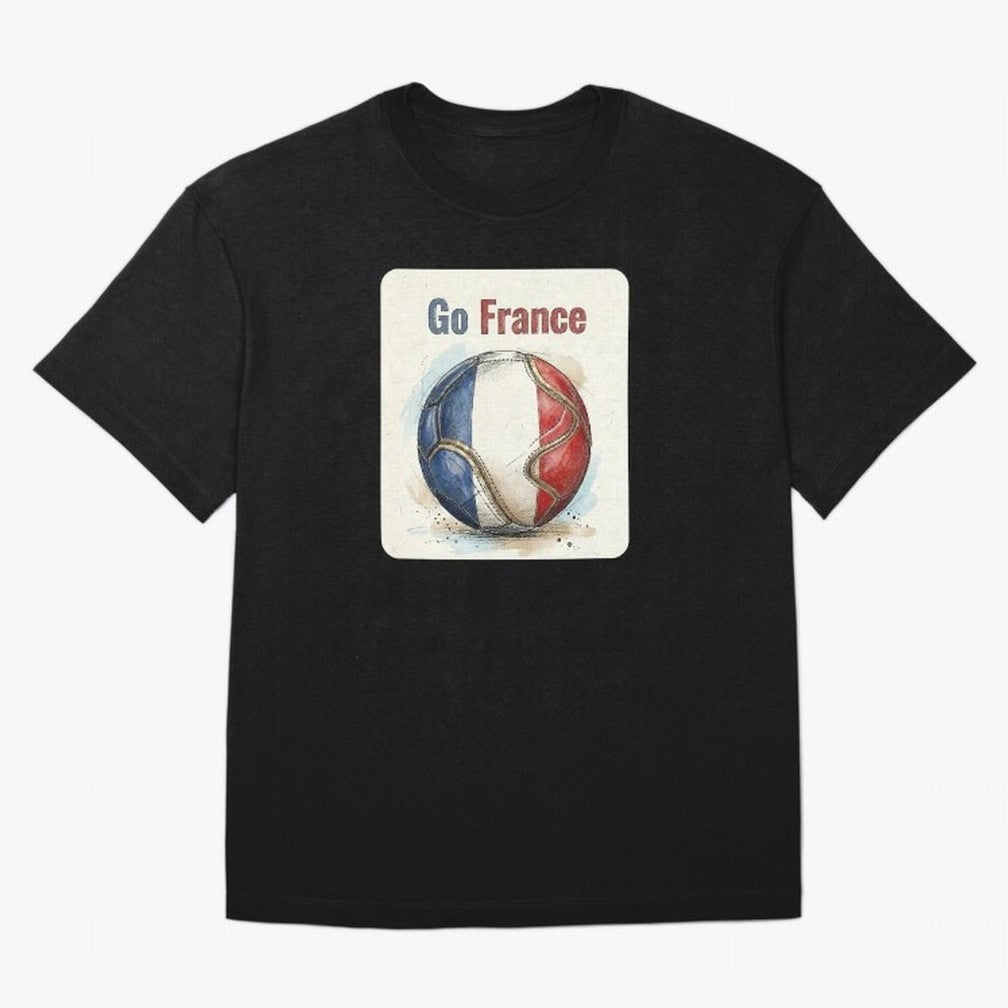 Go France Soccer Ball Flag | French Football Fan Graphic Tee Classic T-Shirt Capture Stadium Memories from FIFA World Cup 2026 USA Canada Mexico for Fans of Messi and Cristiano Ronaldo and England, Bringing Supporter Pride, Iconic Celebrations,