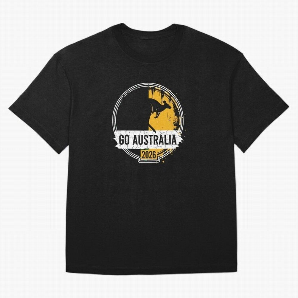 Golden Green Kangaroo Emblem Go Australia 2026 Supporter Design T-Shirt_83662099 Classic T-Shirt Elevate FIFA World Cup 2026 USA Canada Mexico Spirit, Connected to Portugal, Messi, Neymar and Mbappe, Fan Favorite Moments, National Team Passion, Big