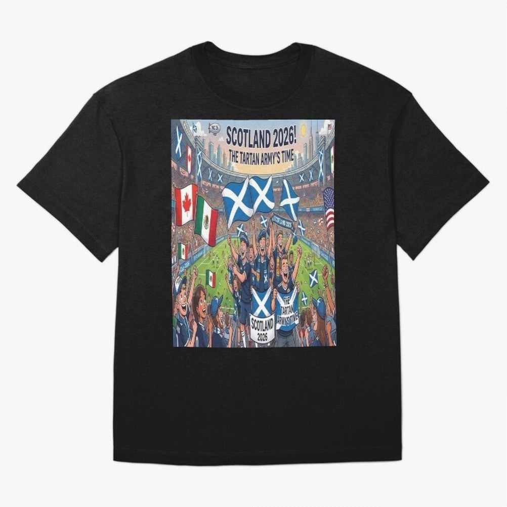 Scotland World Cup 2026 - Stadium Classic T-Shirt Stand with FIFA World Cup 2026 Group Stage Spirit, Centered on Brazil, Haaland and Mbappe, Classic Soccer Heritage, Championship Pressure, Fan Loyalty and International Pride; Ideal for Football