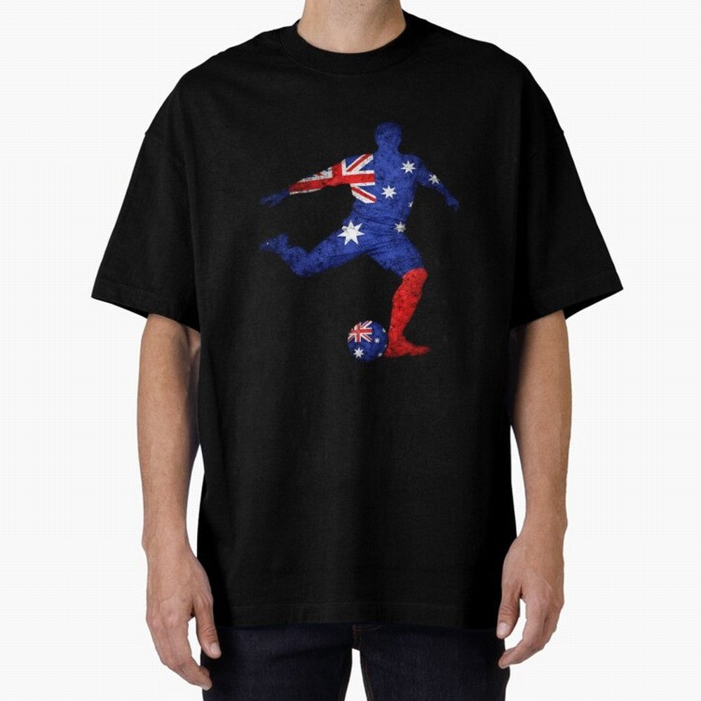 Australian Flag Silhouette Soccer World Cup Football Classic T-Shirt Make Every Match About FIFA World Cup 2026 Spirit, with England, Messi and Cristiano Ronaldo, Sports Nostalgia, International Competition, Famous Players and Unforgettable