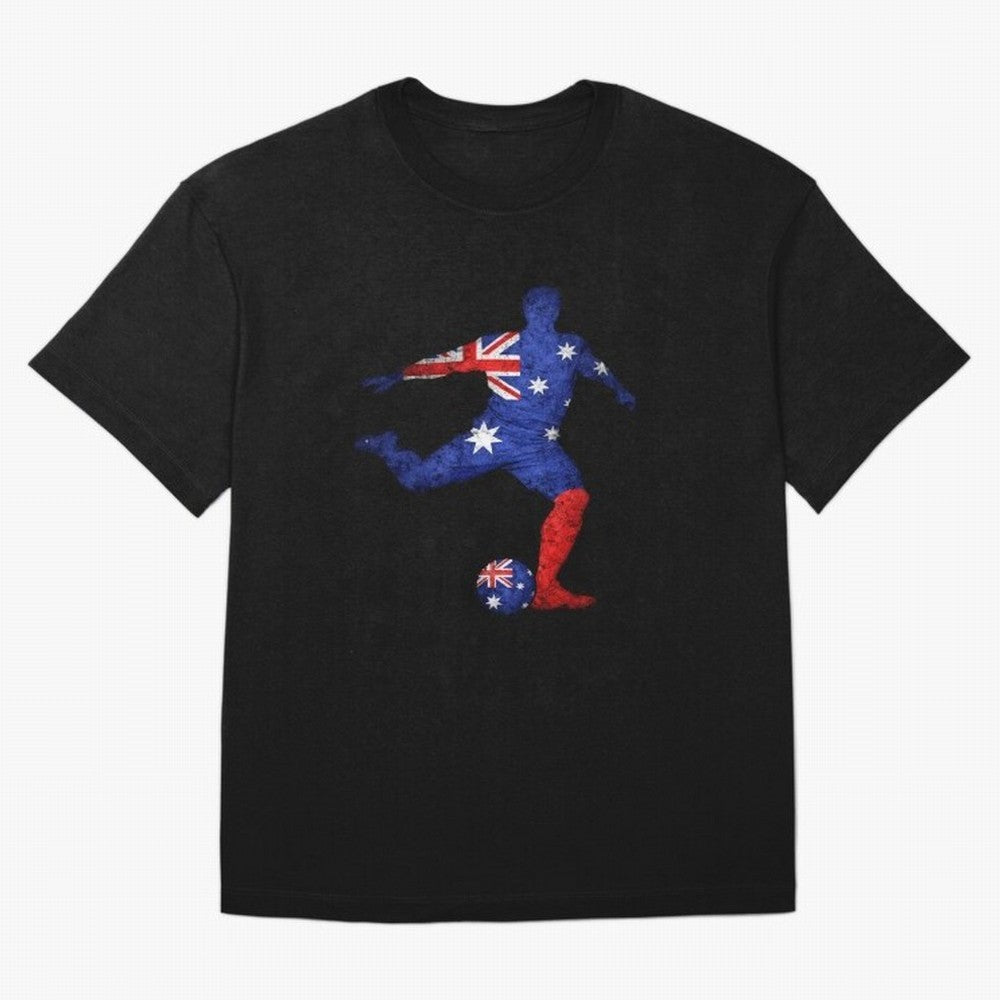 Australian Flag Silhouette Soccer World Cup Football Classic T-Shirt Make Every Match About FIFA World Cup 2026 Spirit, with England, Messi and Cristiano Ronaldo, Sports Nostalgia, International Competition, Famous Players and Unforgettable