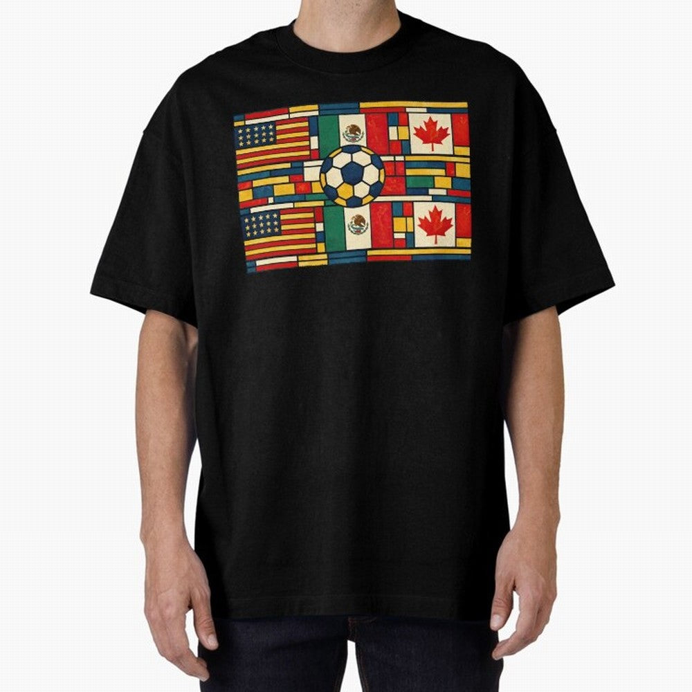 North American Football Flags World Cup Inspired Classic T-Shirt Enjoy the Biggest Football Party of FIFA World Cup 2026 USA Canada Mexico Made for Mbappe, Portugal, Spain and Germany Energy, Championship Spirit, Famous Goals, Roaring Crowds and