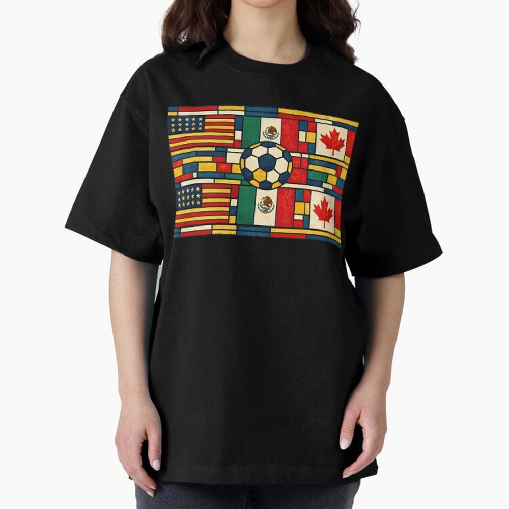 North American Football Flags World Cup Inspired Classic T-Shirt Enjoy the Biggest Football Party of FIFA World Cup 2026 USA Canada Mexico Made for Mbappe, Portugal, Spain and Germany Energy, Championship Spirit, Famous Goals, Roaring Crowds and