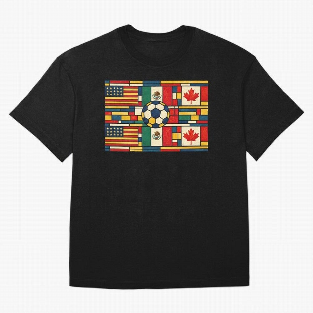 North American Football Flags World Cup Inspired Classic T-Shirt Enjoy the Biggest Football Party of FIFA World Cup 2026 USA Canada Mexico Made for Mbappe, Portugal, Spain and Germany Energy, Championship Spirit, Famous Goals, Roaring Crowds and