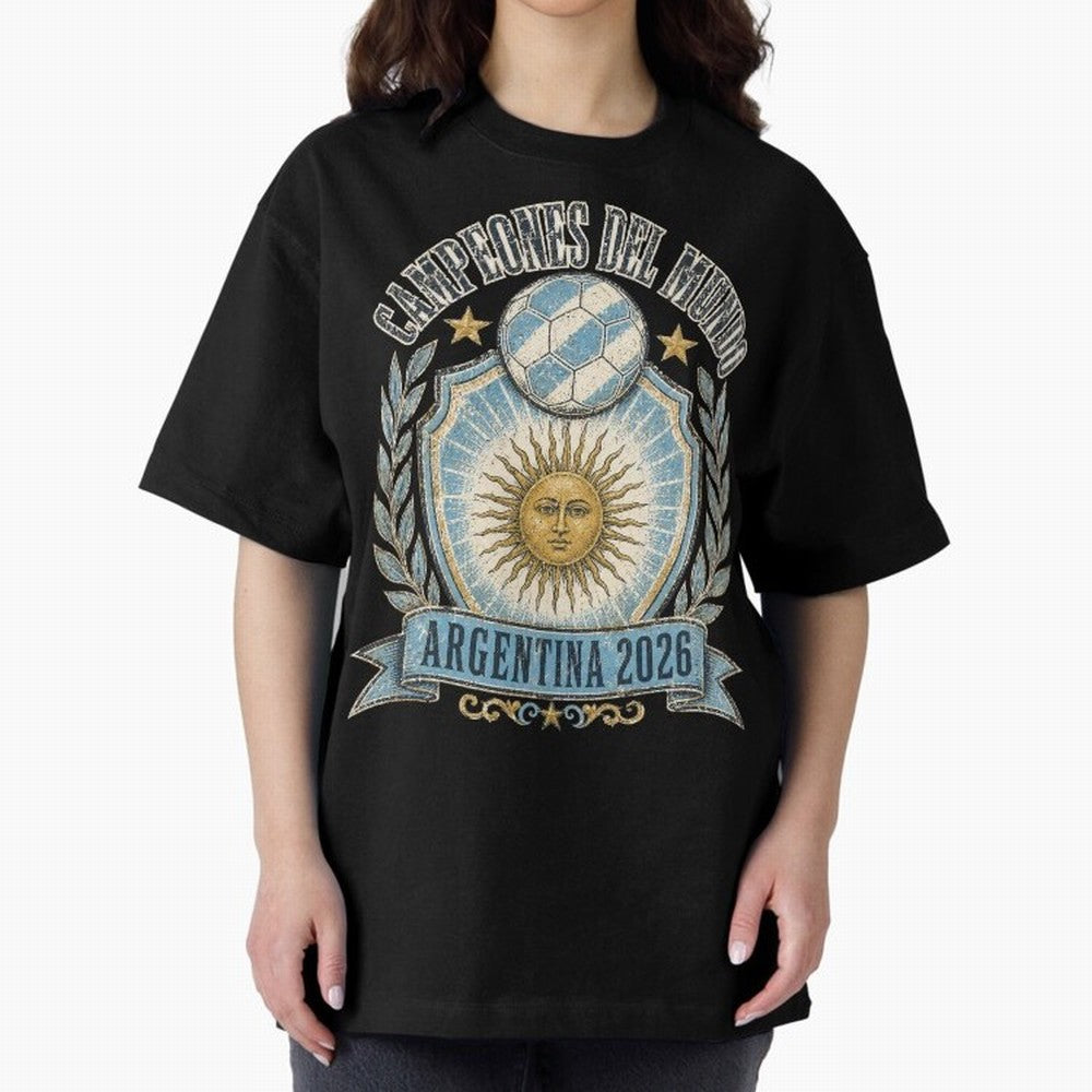 Campeones Del Mundo Argentina 2026 World Cup Soccer T-Shirt Classic T-Shirt Turn Up for Match Day Hype around FIFA World Cup 2026 USA Canada Mexico, Cristiano Ronaldo, Portugal, Spain and Germany, Retro Football Energy, Iconic Rivalries, Trophy