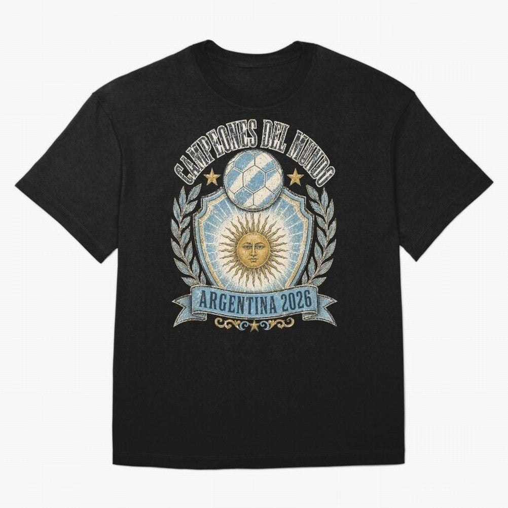 Campeones Del Mundo Argentina 2026 World Cup Soccer T-Shirt Classic T-Shirt Turn Up for Match Day Hype around FIFA World Cup 2026 USA Canada Mexico, Cristiano Ronaldo, Portugal, Spain and Germany, Retro Football Energy, Iconic Rivalries, Trophy