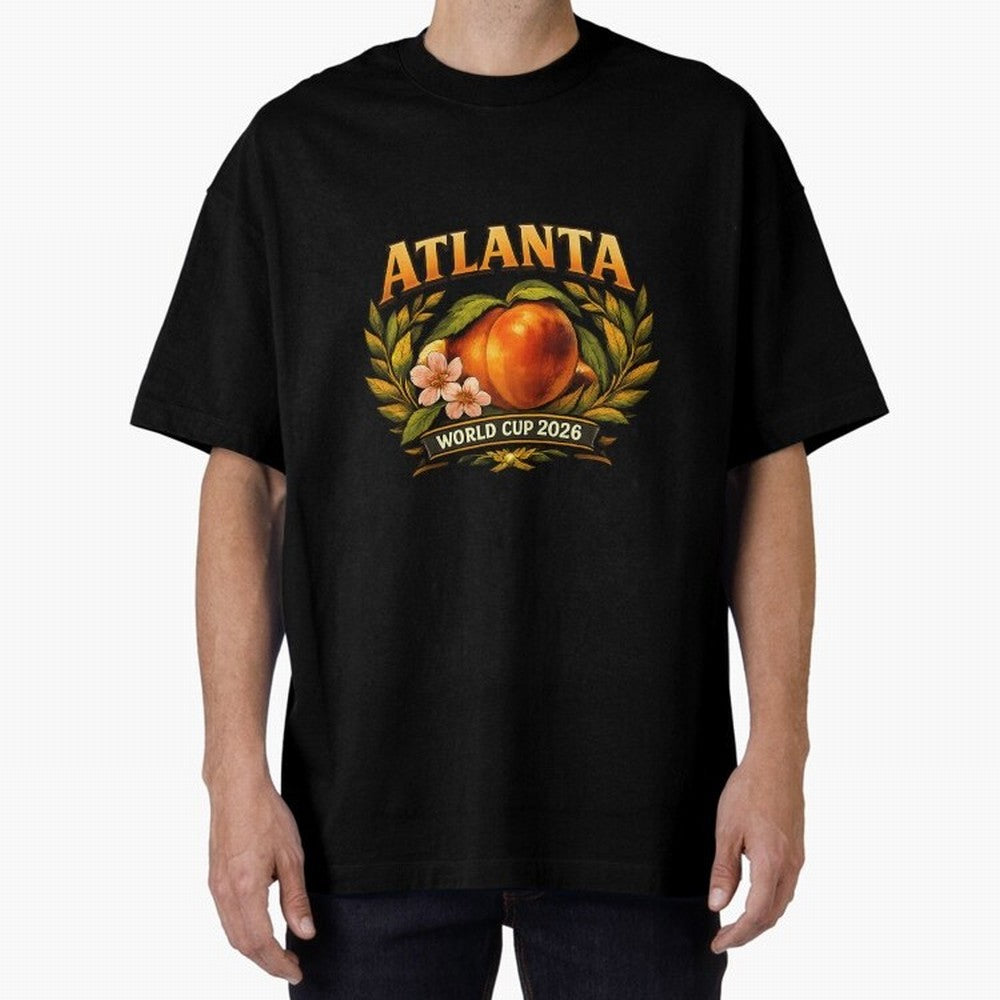 Atlanta 2026 World Cup Host City ¡ª Georgia Peach Laurel Wreath Classic T-Shirt Enjoy the Biggest Football Party of FIFA World Cup 2026 USA Canada Mexico Spirit, Driven by Argentina, France and Brazil, CR7 and Messi, Worldwide Fan Energy, Dramatic