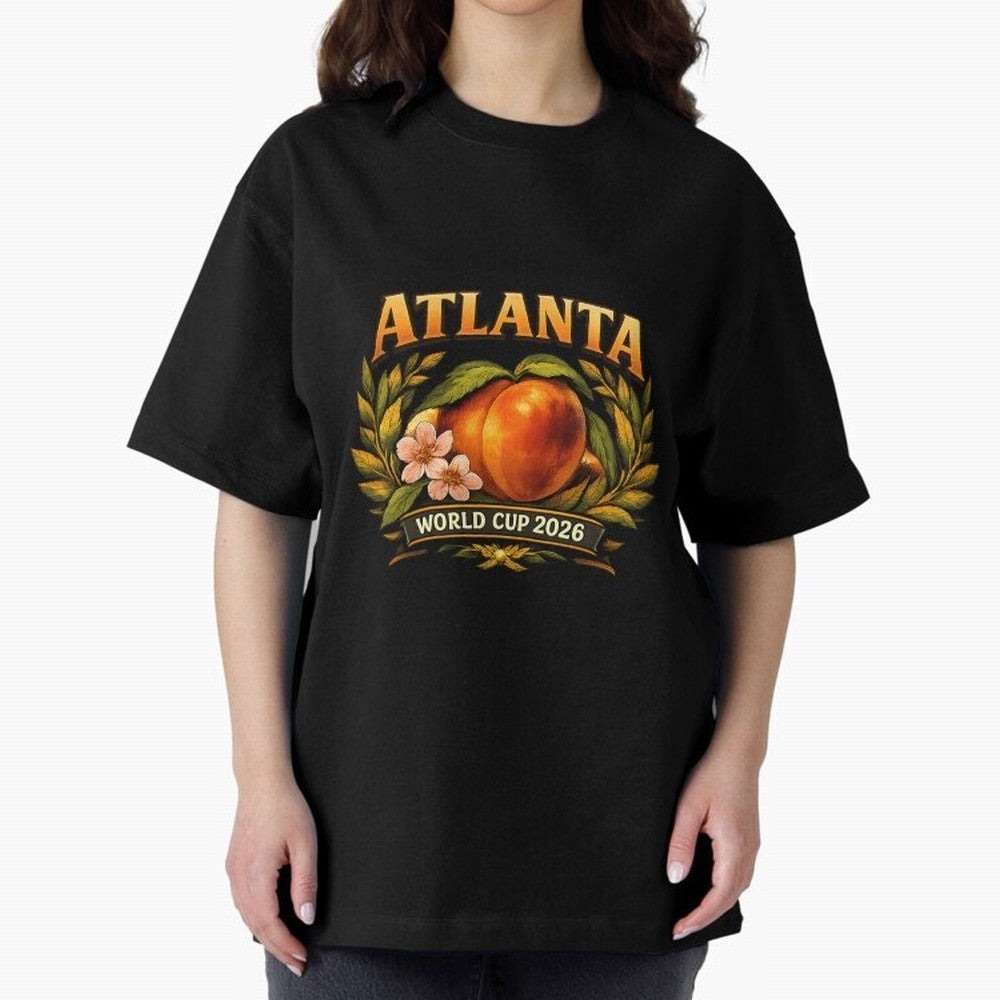 Atlanta 2026 World Cup Host City ¡ª Georgia Peach Laurel Wreath Classic T-Shirt Enjoy the Biggest Football Party of FIFA World Cup 2026 USA Canada Mexico Spirit, Driven by Argentina, France and Brazil, CR7 and Messi, Worldwide Fan Energy, Dramatic