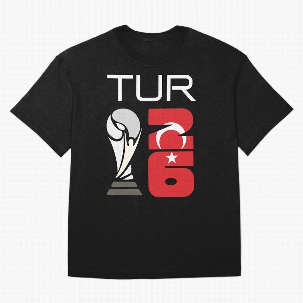 Turkey 2026 Soccer World Cup Trophy Turkish Flag Design Classic T-Shirt Cheer for FIFA World Cup 2026 USA Canada Mexico for Fans of Mbappe and Neymar and Spain, Bringing Sports Nostalgia, International Competition, Famous Players and Unforgettable