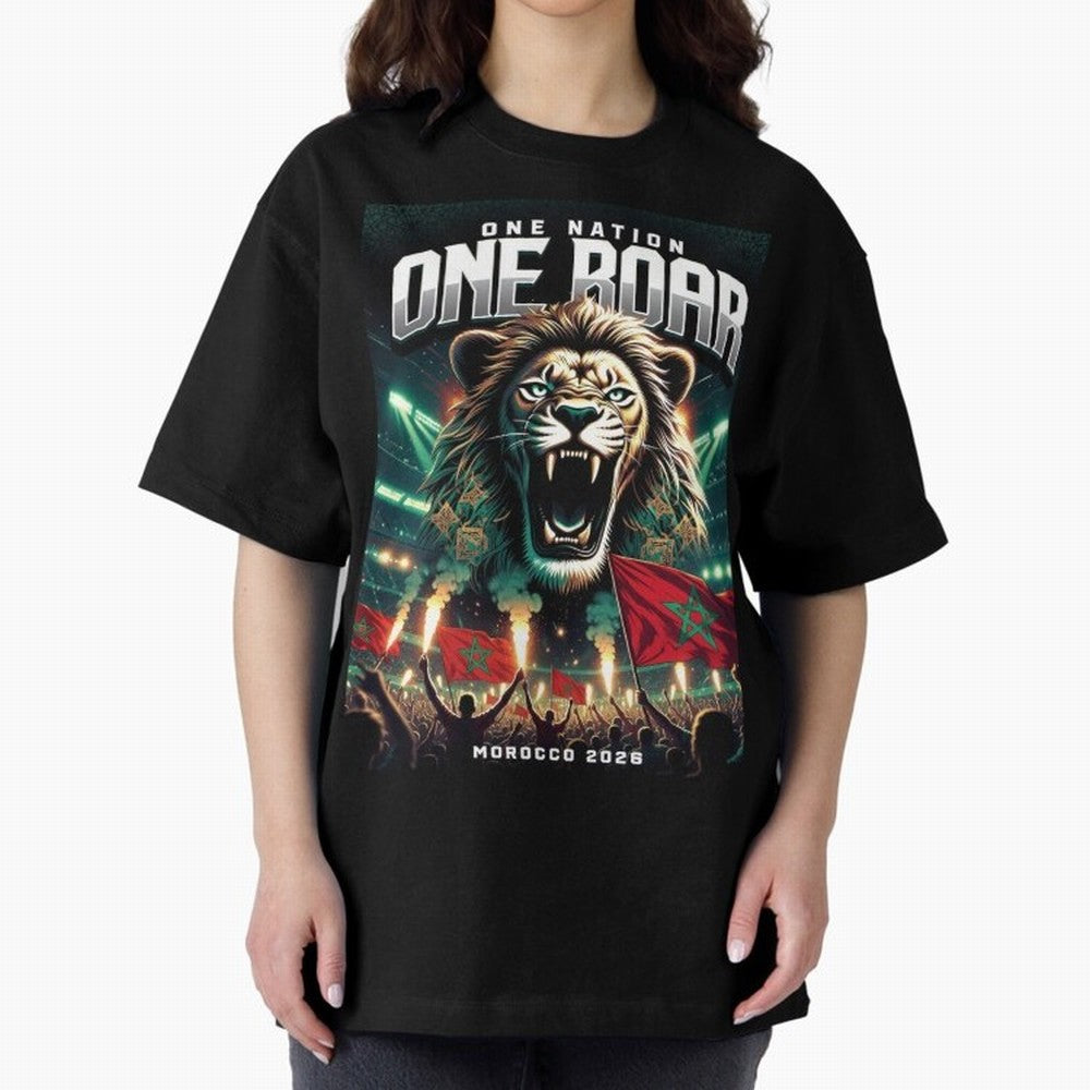 Morocco Football Team - One Nation, One Roar Classic T-Shirt Support the Legends of FIFA World Cup 2026 Group Stage for Fans of Messi and Germany, Bringing Vintage Soccer Flavor, Modern Football Stars, National Flags and Final Night Emotion;