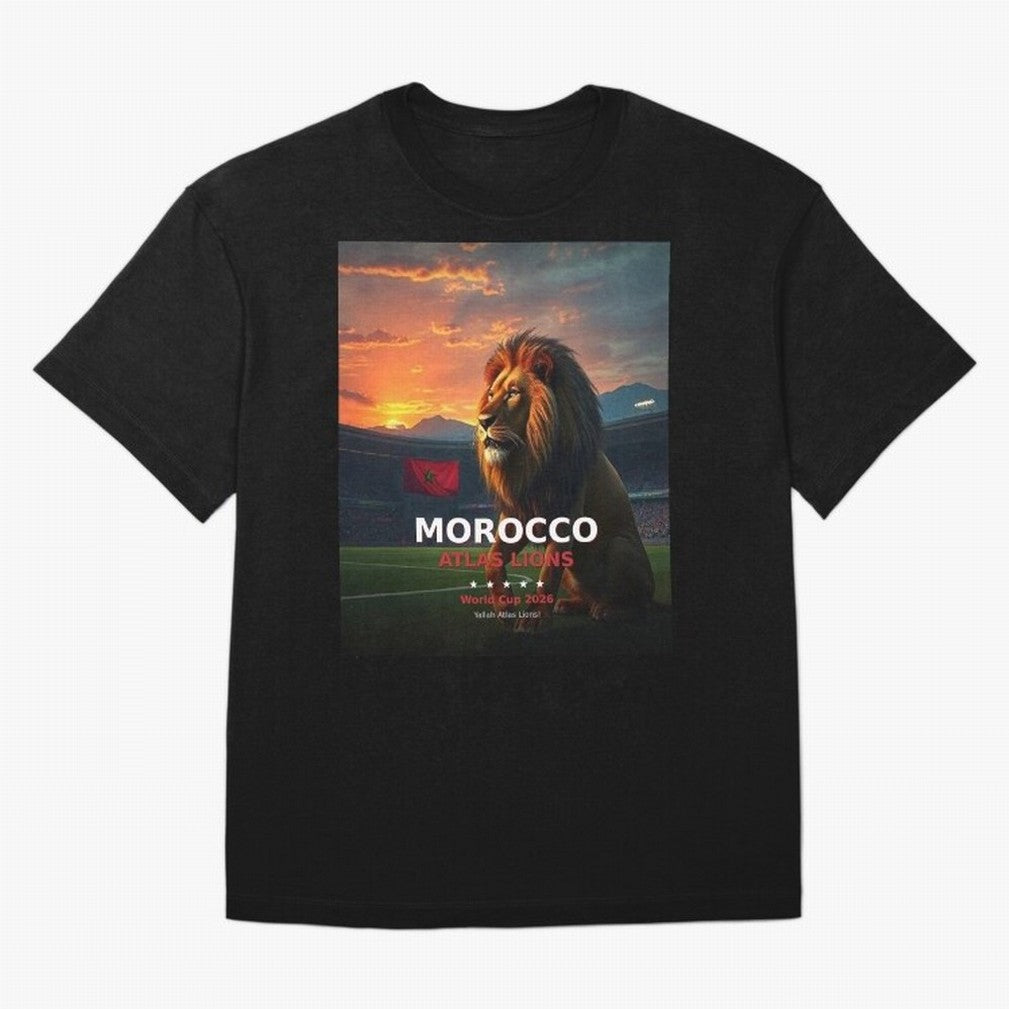 Morocco Atlas Lions - World Cup 2026 Soccer Fan Tee Classic T-Shirt Celebrate the FIFA World Cup 2026 USA Canada Mexico Journey through Messi, Neymar and Mbappe Highlights, Argentina, France and Brazil Pride, Fan Favorite Moments, National Team
