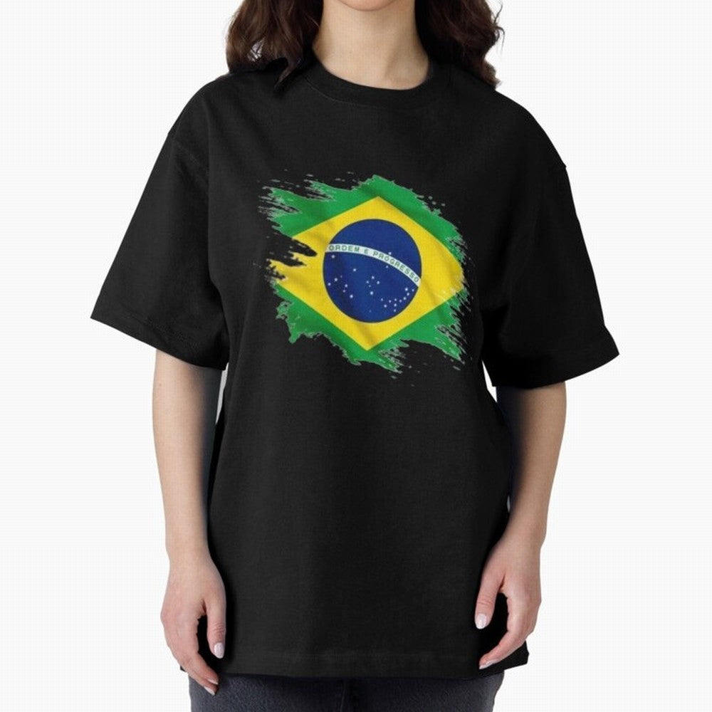 Brazil Flag Artistic Brush Stroke - Modern Flag Design T-Shirt Classic T-Shirt Celebrate Soccer Greatness during Match Day Hype around FIFA World Cup 2026 USA Canada Mexico, Messi and Cristiano Ronaldo, Argentina, Sports Nostalgia, International