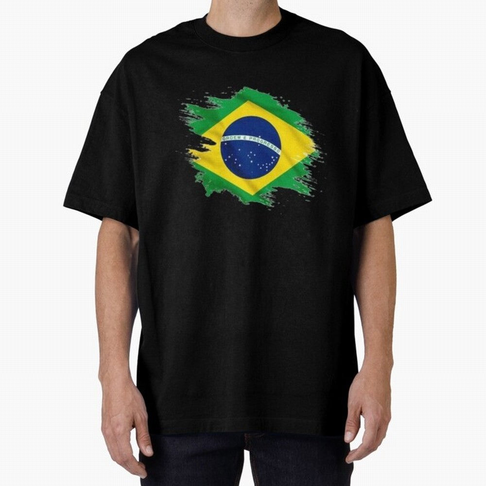Brazil Flag Artistic Brush Stroke - Modern Flag Design T-Shirt Classic T-Shirt Celebrate Soccer Greatness during Match Day Hype around FIFA World Cup 2026 USA Canada Mexico, Messi and Cristiano Ronaldo, Argentina, Sports Nostalgia, International