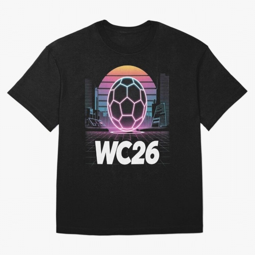 Retrofuturistic World Cup 2026 ¡ª Retro Sci-Fi Football Poster Classic T-Shirt Celebrate Supporters United by Match Day Hype around FIFA World Cup 2026 USA Canada Mexico, Mbappe and Neymar, Spain and Netherlands, Sports Nostalgia, International