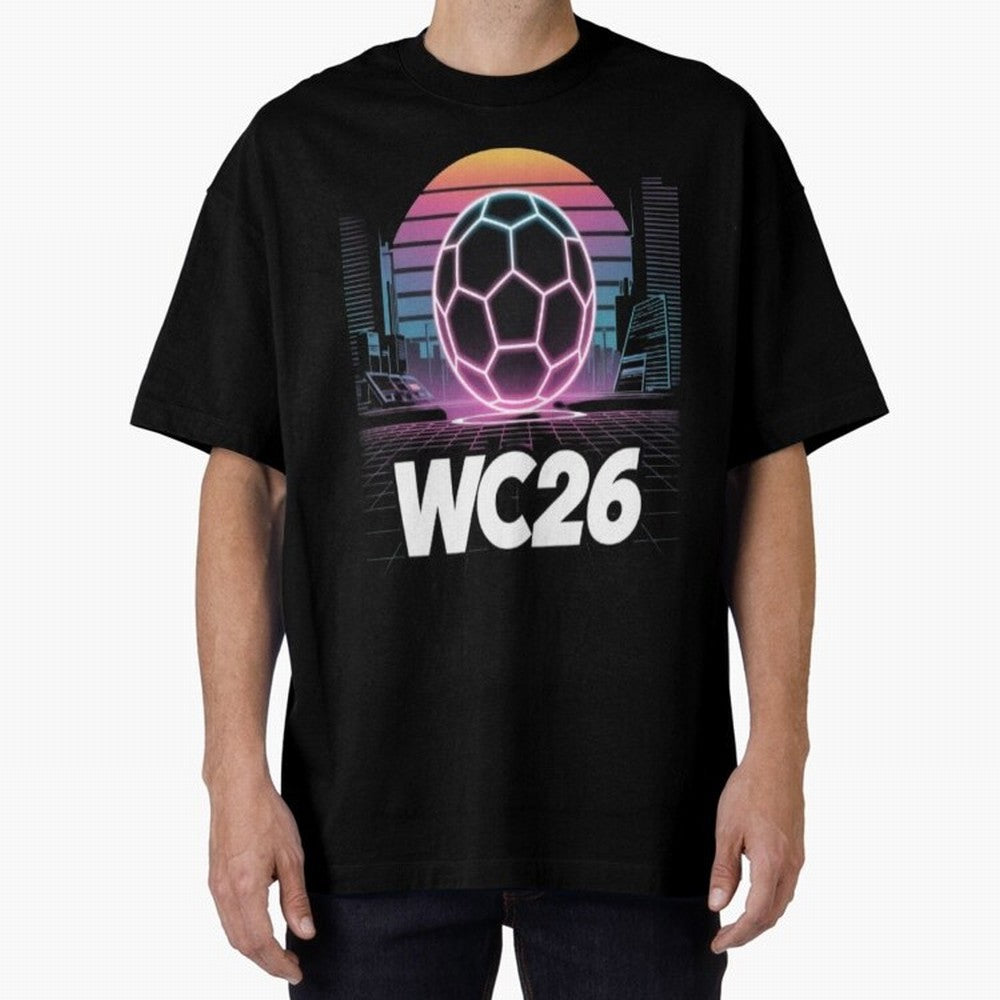 Retrofuturistic World Cup 2026 ¡ª Retro Sci-Fi Football Poster Classic T-Shirt Celebrate Supporters United by Match Day Hype around FIFA World Cup 2026 USA Canada Mexico, Mbappe and Neymar, Spain and Netherlands, Sports Nostalgia, International