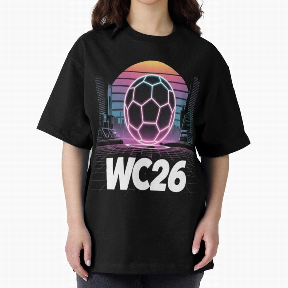 Retrofuturistic World Cup 2026 ¡ª Retro Sci-Fi Football Poster Classic T-Shirt Celebrate Supporters United by Match Day Hype around FIFA World Cup 2026 USA Canada Mexico, Mbappe and Neymar, Spain and Netherlands, Sports Nostalgia, International