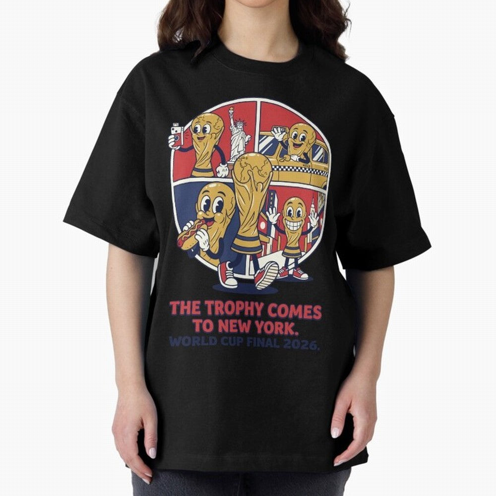 The Trophy Comes to New York ¡ª World Cup Final V2 Classic T-Shirt Keep the Legacy of Global Football Passion for FIFA World Cup 2026, Capturing Haaland and Mbappe, France and Portugal, Stadium Memories, Football Loyalty, International Chants and