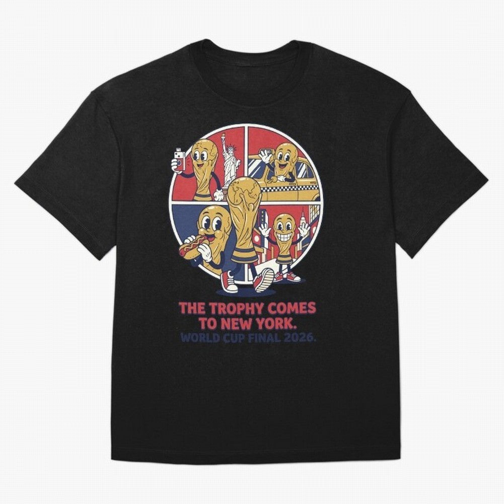 The Trophy Comes to New York ¡ª World Cup Final V2 Classic T-Shirt Keep the Legacy of Global Football Passion for FIFA World Cup 2026, Capturing Haaland and Mbappe, France and Portugal, Stadium Memories, Football Loyalty, International Chants and