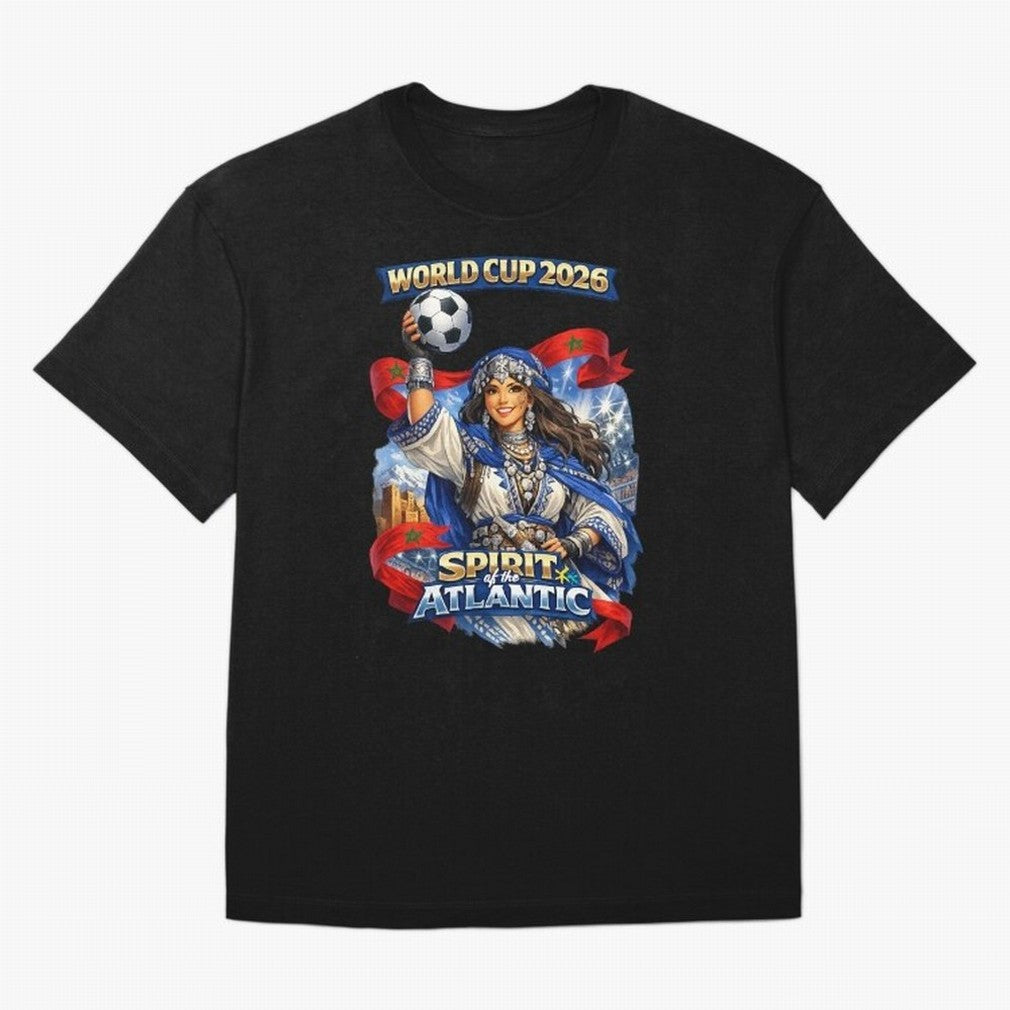 Moroccan World Cup 2026 Spirit Classic T-Shirt Show Your Tournament Heart for FIFA World Cup 2026 USA Canada Mexico Centered on Mbappe and Neymar, Brazil Energy, Retro Football Energy, Iconic Rivalries, Trophy Chase Drama and Stadium Atmosphere;